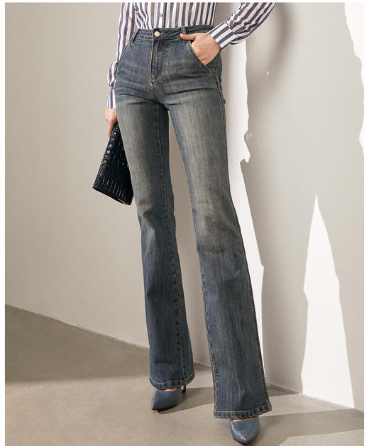 ”魔腿神裤“牛仔裤显腿长微喇叭魔腿神裤女人味修身显瘦J203K4554颈袖添香 商品图7