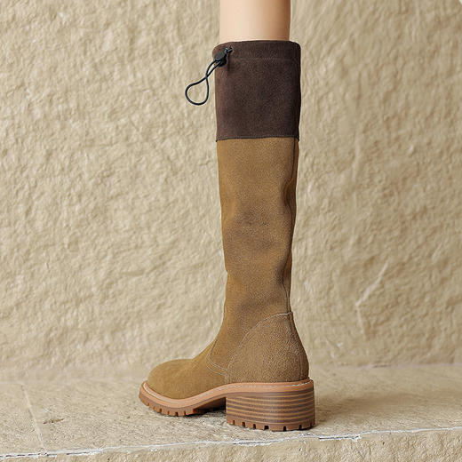 时尚百搭，粗跟撞色一脚蹬长靴MT-MX8803 商品图5