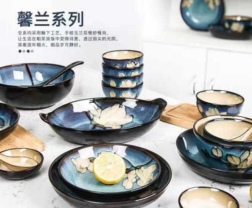 碗具玉泉馨兰韩式创意饭碗家用日式汤碗面碗陶瓷碗碟餐具中式套装盘 子 商品图0