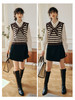 OLrain欧芮儿条纹针织背心女初秋2023新款复古美式海军领内搭马甲 商品缩略图3
