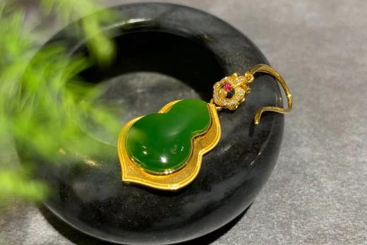 【御珠宫坊】金镶碧玉葫芦耳坠 商品图4