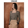 VIMAGE纬漫纪冬季新款时尚修身方领格子百搭上衣V2013617 商品缩略图1