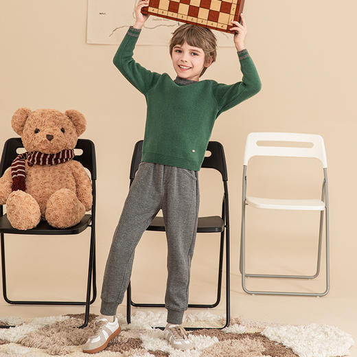 mettekids男童毛衣秋冬新款儿童加厚针织衫中大童休闲绿色童装 商品图2