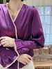TYNVIE 雪纺木耳边装饰花瓣袖长袖上衣-紫色 商品缩略图2