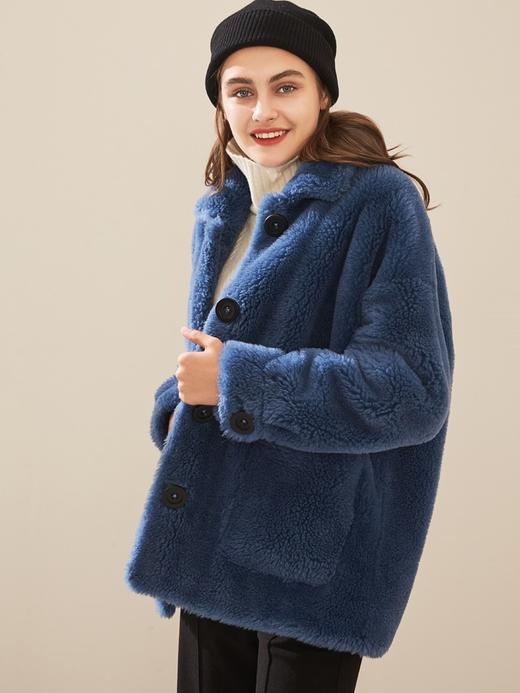 【2023新款】羊剪绒大衣女短款2023冬季新款颗粒绒皮草大衣宽松保暖外套 商品图2