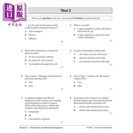 【中商原版】英国CGP Pearson Edexcel IGCSE Biology: 10-Minute Tests (with answers) 商品图2