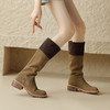 时尚百搭，粗跟撞色一脚蹬长靴MT-MX8803 商品缩略图4
