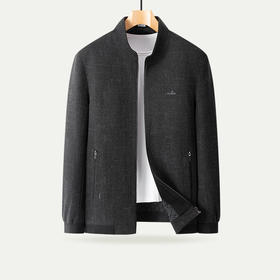 呢料丝光绒棉【新款DPS】大依优型大码男装秋季立领夹克男加肥加大商务休闲宽松弹力上衣外套胖子