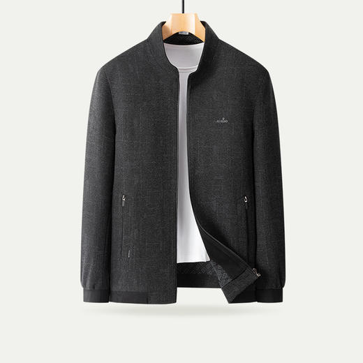 呢料丝光绒棉【新款DPS】大依优型大码男装秋季立领夹克男加肥加大商务休闲宽松弹力上衣外套胖子 商品图0