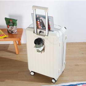 【千摔百砸都不烂？！结实耐用 便捷出行】多功能行李箱拉杆箱 女高颜值带杯架万向轮旅行箱