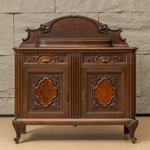 二十世纪 樱桃木嵌瘿木花卉纹西洋边橱 商品图0