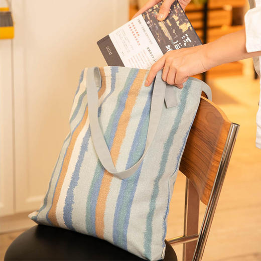 海洋条纹手袋手提帆布袋单肩包环保购物袋 商品图1