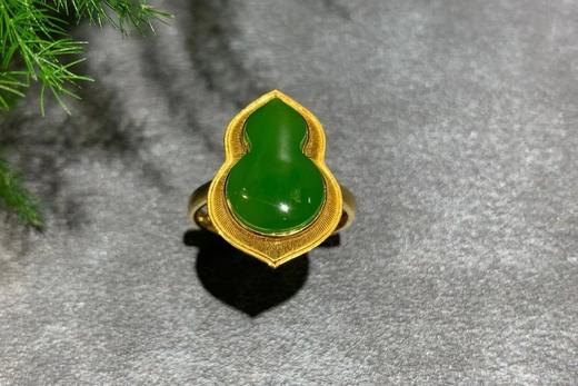 【御珠宫坊】金镶碧玉葫芦戒指 商品图2