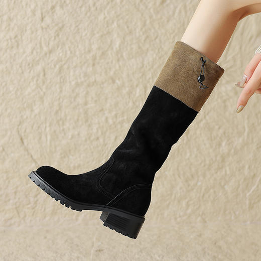 时尚百搭，粗跟撞色一脚蹬长靴MT-MX8803 商品图11