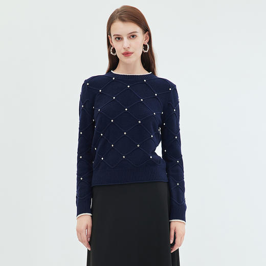 EITIE爱特爱冬季100%绵羊毛套头纯色打底基础款修身针织衫7201904 商品图5