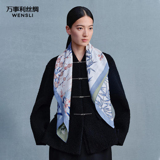 万事利“祥瑞颂”88厘米双面印花大方巾 商品图1