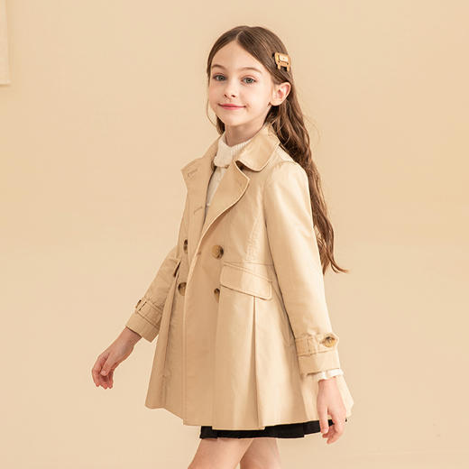 女童风衣秋冬新款英伦风童装儿童中长款可拆卸内胆纯色洋气外套 商品图3
