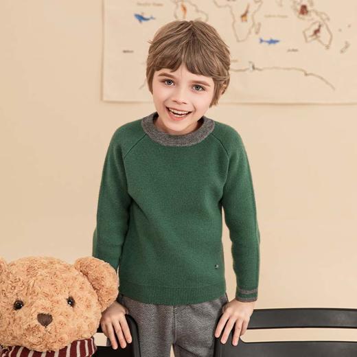 mettekids男童毛衣秋冬新款儿童加厚针织衫中大童休闲绿色童装 商品图4