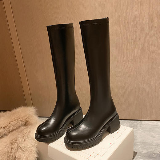 ZHR2023年秋季新款显瘦甜酷厚底长筒靴女百搭时尚韩版长筒靴 商品图0