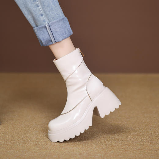 时尚简约，厚底粗跟后拉链短靴YS-ZA2638 商品图1