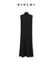 HIDEMI 极简小圆领廓形折叠立体剪裁微斗篷式真丝羊毛针织连衣裙 黑色/灰色 商品缩略图0