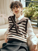 OLrain欧芮儿条纹针织背心女初秋2023新款复古美式海军领内搭马甲 商品缩略图0