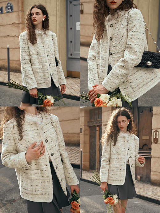 OLrain欧芮儿小香风中长外套女初秋2023年新款时尚气质通勤上衣 商品图1