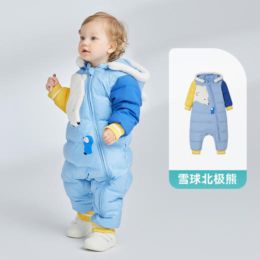 【限时259元】i-baby羽绒2合1婴儿连体羽绒服 新生幼儿宝宝冬季外出服爬服白鹅绒服 商品图7