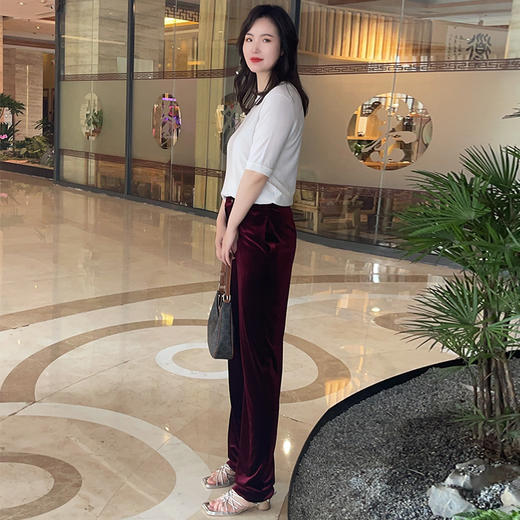 圣三利女装  时尚优雅金丝绒直筒裤SL2036149 商品图1