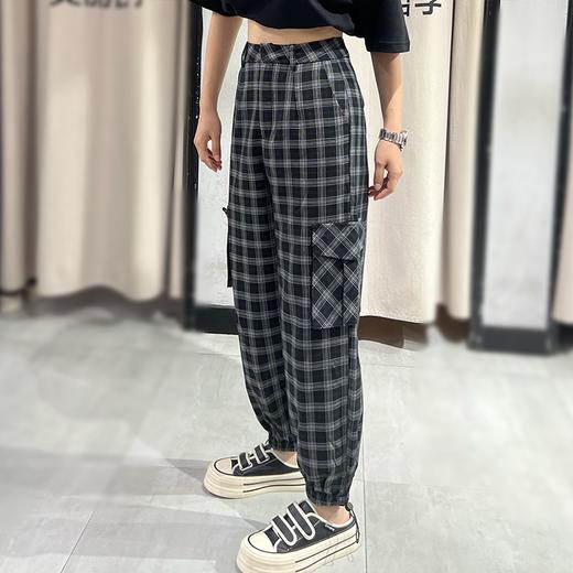 1BMZ格纹松紧收脚休闲裤20807（黑A）DT99 秋季 223553000028 商品图2