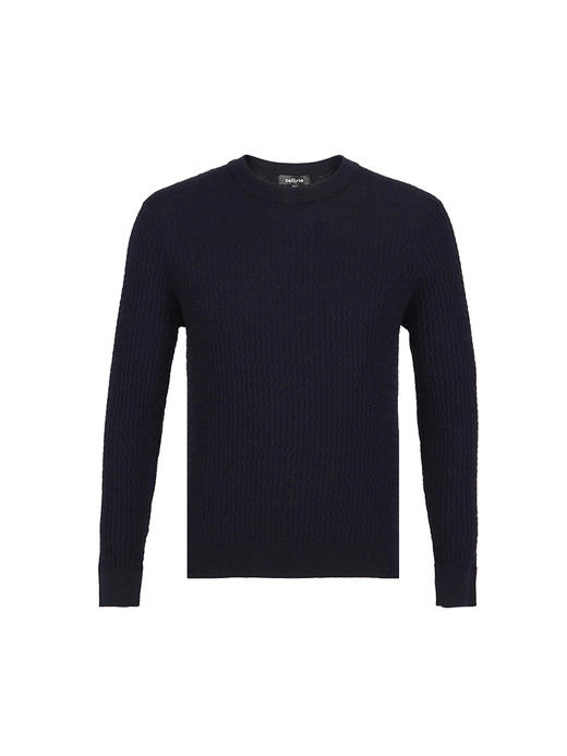 callisto藏青全绵羊毛长袖针织衫 FSKNW200C NA 商品图3