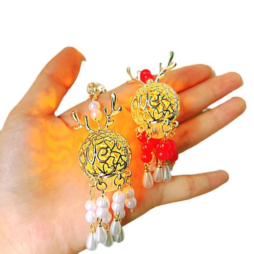 宫灯发光发簪古风步摇风铃簪子古典后脑勺灯笼盘发发钗高级感发饰 商品图4