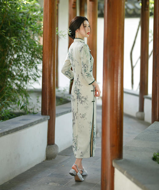 YM 9043日常改良气质旗袍名淑女显瘦长款连衣裙 商品图2