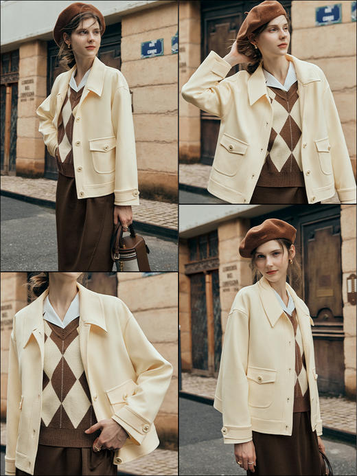 OLrain欧芮儿杏色短外套女夏季2023新款宽松气质减龄百搭休闲上衣 商品图1