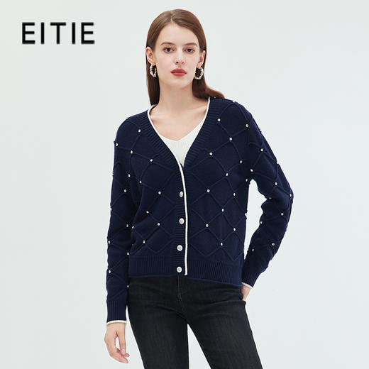 EITIE爱特爱冬季新款显瘦百搭舒适针织开衫外套7201903 商品图0