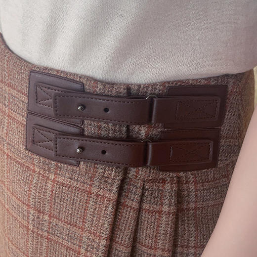 圣三利女装  时尚优雅格纹皮袢半身裙SL2035158 商品图4