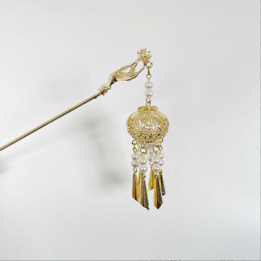 宫灯发光发簪古风步摇风铃簪子古典后脑勺灯笼盘发发钗高级感发饰 商品图6