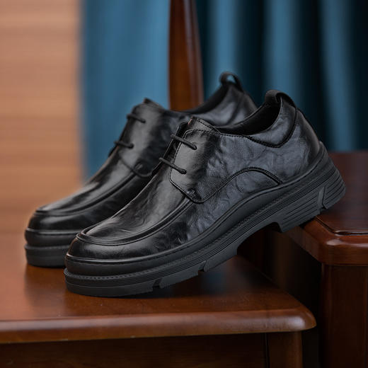 男士增高7cm皮鞋内增高男鞋时尚休闲商务正装英伦系带结婚新郎鞋 商品图3