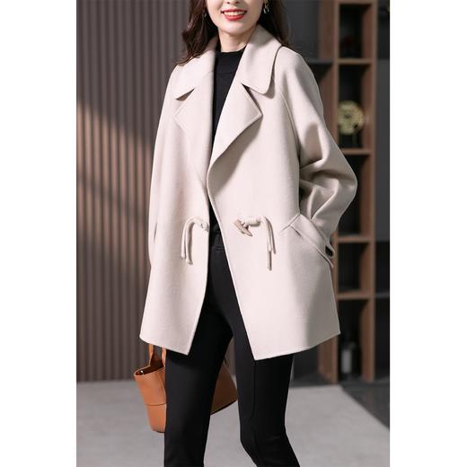 【2023新款】设计感牛角扣双面羊毛大衣女2023冬季新款韩版西装领毛呢外套 商品图3