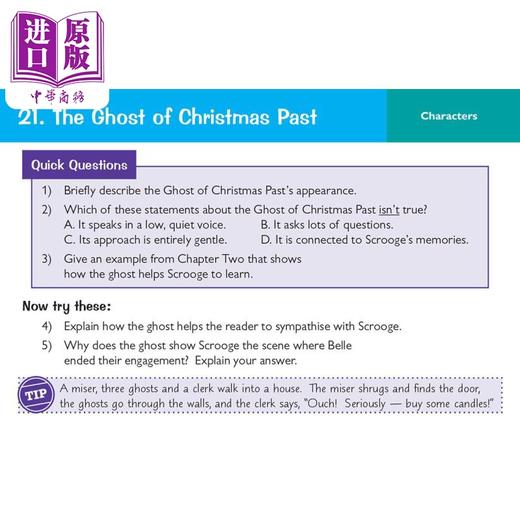 【中商原版】英国原版CGP教辅 新版GCSE英语圣诞颂歌复习问题卡 进口图书 New Grade 9-1 GCSE English A Christmas Carol 商品图2