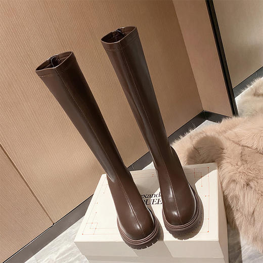 ZHR2023年秋季新款显瘦甜酷厚底长筒靴女百搭时尚韩版长筒靴 商品图5