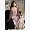 西遇长袖针织连衣裙女秋季新款两件套新中式垂坠感杏色裙子D0032614 商品缩略图0