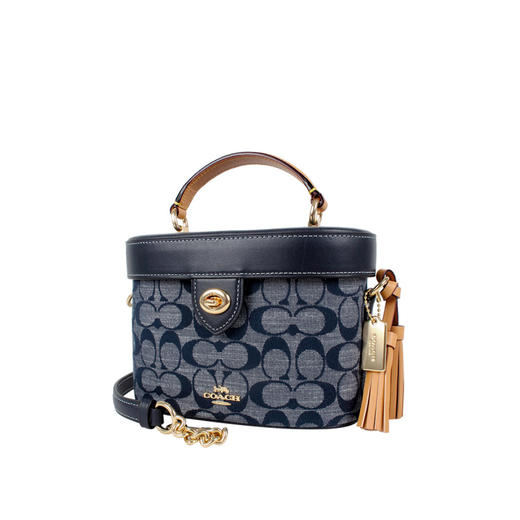 COACH 奥莱款女士牛仔布配皮单肩斜挎手提包 商品图1