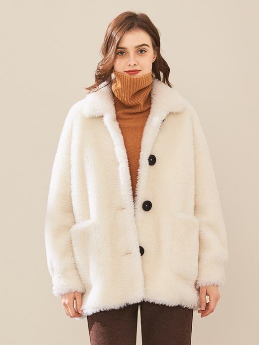 【2023新款】羊剪绒大衣女短款2023冬季新款颗粒绒皮草大衣宽松保暖外套 商品图4