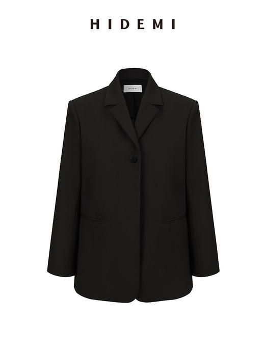 HIDEMI斜纹感精纺羊毛一粒扣西装 深棕/黑色 商品图8