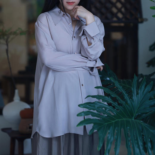 香芋紫灰色真丝衬衫late bloomer 商品图4