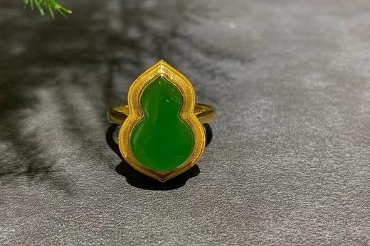 【御珠宫坊】金镶碧玉葫芦戒指 商品图0