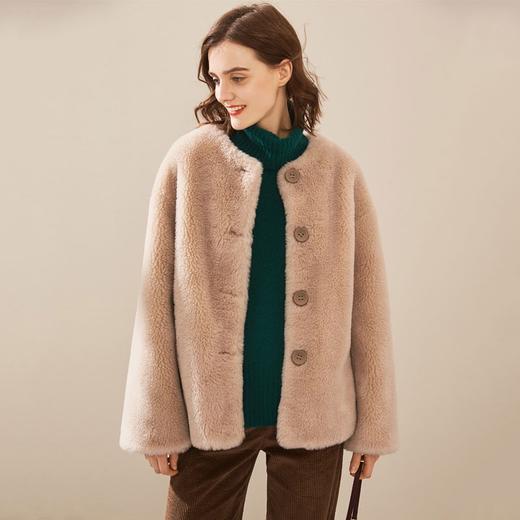 【2023新款】羊剪绒大衣女短款皮草外套2023冬季新款颗粒绒小个子羊毛外套 商品图0