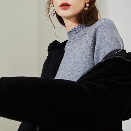 【2023新款】连帽羊剪绒大衣女短款2023冬季新款韩版颗粒绒羊毛皮草外套 商品图4