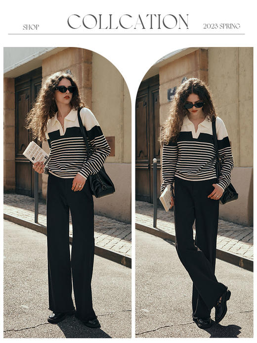 OLrain欧芮儿黑色牛仔裤女初秋2023新款高腰气质显瘦直筒阔腿长裤 商品图3